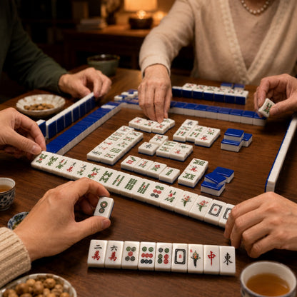 American Mahjong White & Blue Double Layered Tiles Travel Set 36MM - 144 Tiles