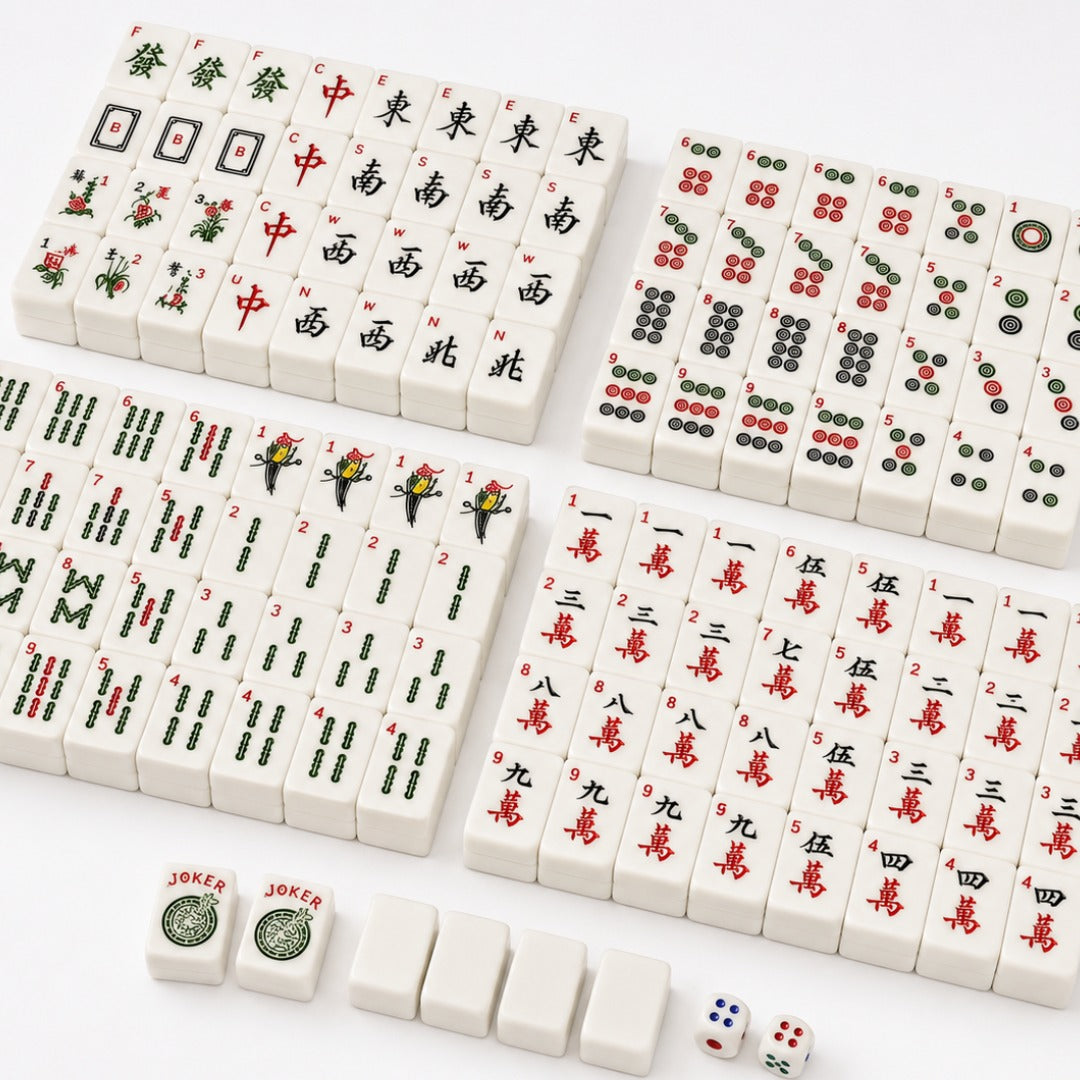 American Mahjong White & Blue Double Layered Tiles Travel Set 36MM - 144 Tiles