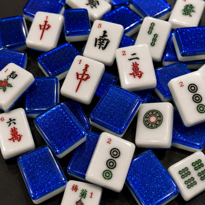 American Mahjong White & Blue Double Layered Tiles Travel Set 36MM - 144 Tiles