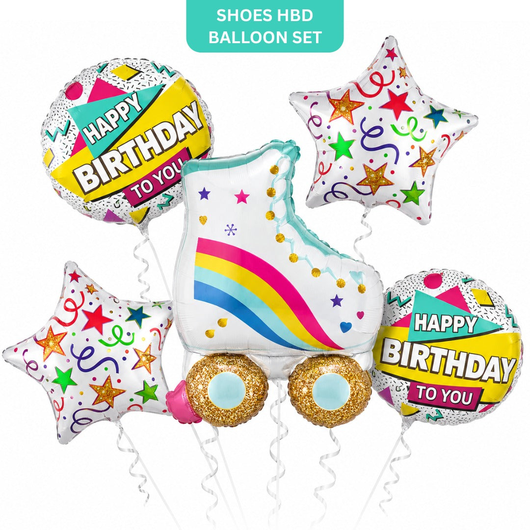 Roller Skate Happy Birthday Foil Balloon Bouquet Set