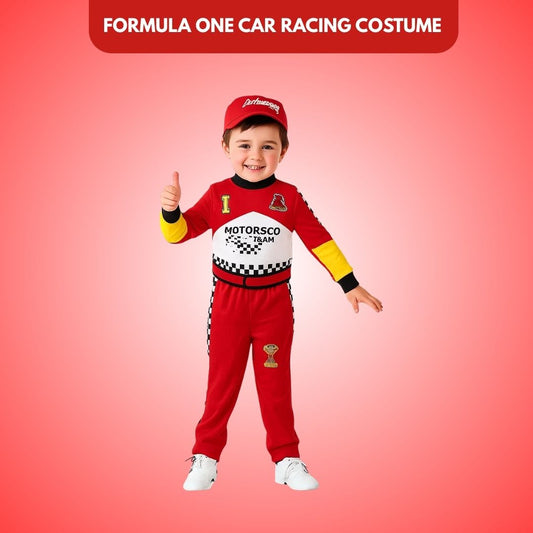 Formula One Car Racing Kids JumpSuit Costume with Cap