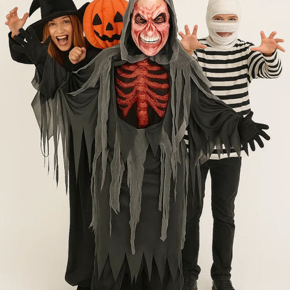 The Spooky Smoldering Reaper Horror Adult Costume with Blood Red Mask