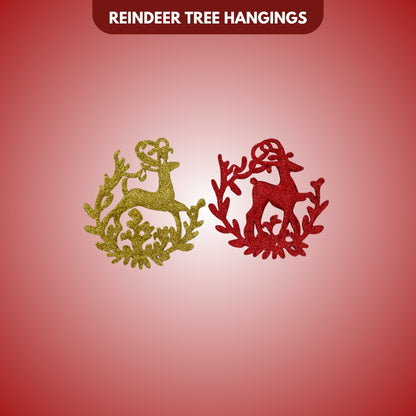 Reindeer Hanging Decoration Red & Gold - Set of 2
