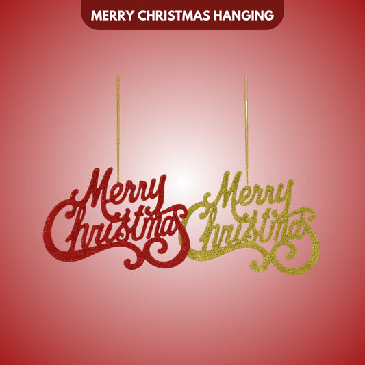 Merry Christmas Hanging Red & Gold - Set of 2