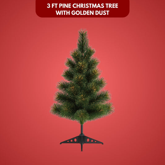 Christmas Pine Tree with Golden Glitter Dust - 3FT