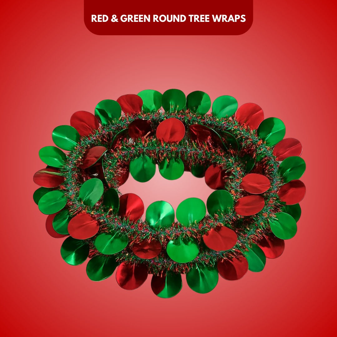 Red & Green Round Hanging Tree Wraps or Garlands -1PC