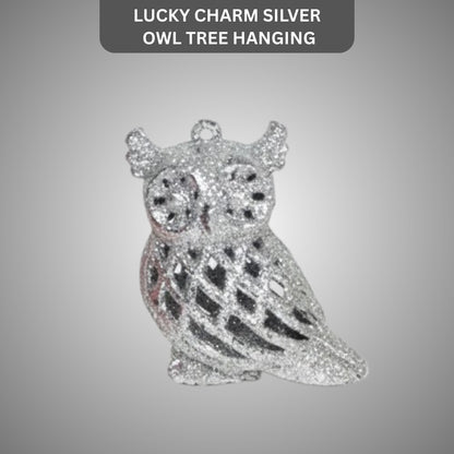 Lucky Charm Owl Tree Hanging Silver - 1 PC - Size - 8CM