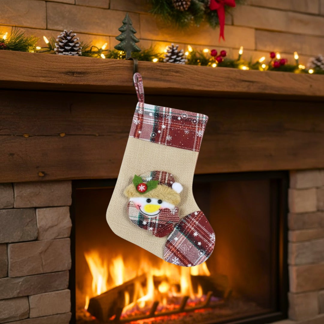 Jute Finish Christmas Stockings - 1PC