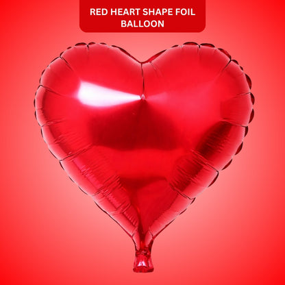 Red Heart Shape Foil Balloon - Helium Quality -18 inches -  1PC