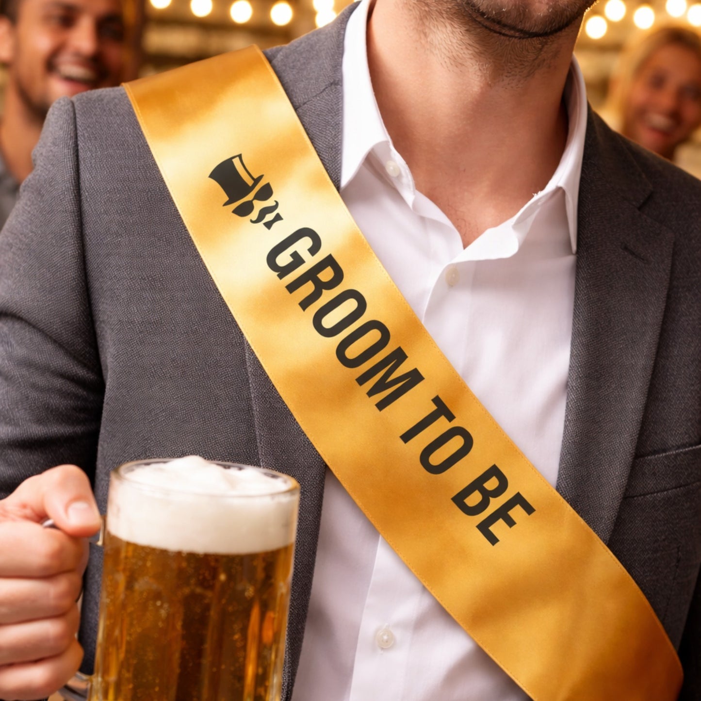 Groom To Be Sash Black &amp; Gold