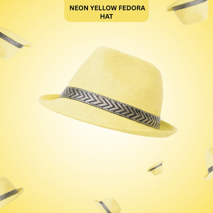 Neon Yellow Fedora Hat - Glow Party, Disco & Costume Accessory