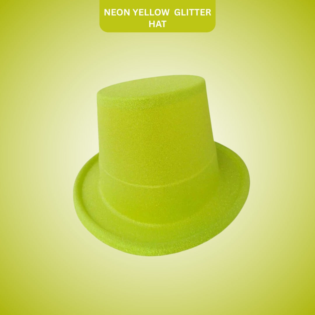 Neon Yellow Glitter Hat for Adults