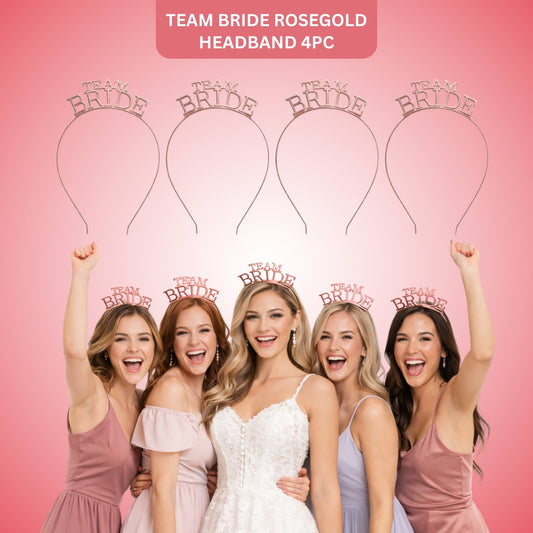 Team Bride Rosegold Headband - 4PC