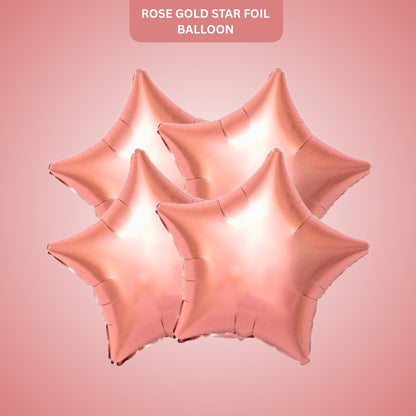 Rose Gold Star Shaped Foil Balloon Combo Pack - Helium Quality - 18 inches - 4PC