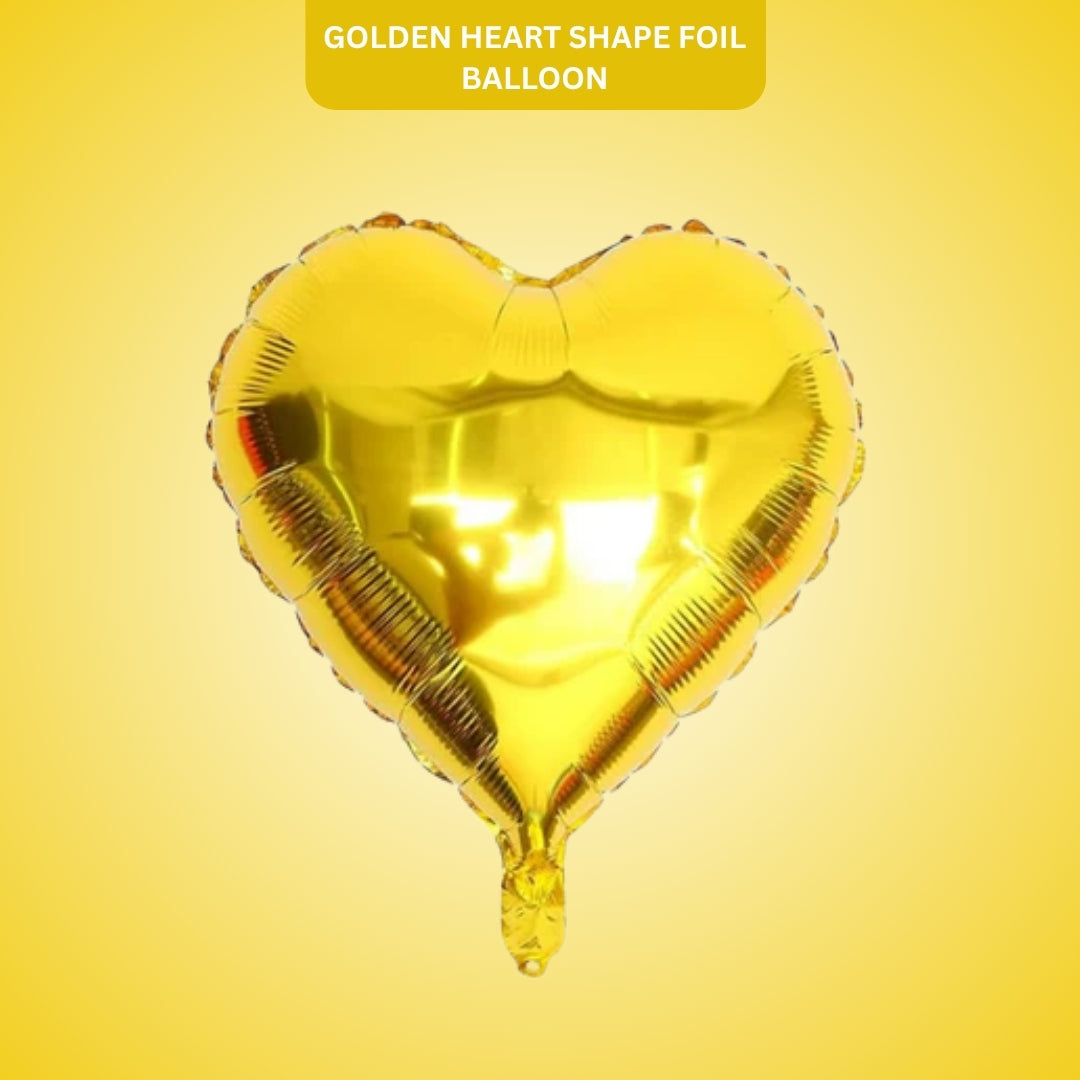 Golden Heart Shape Foil Balloon - Helium Quality -18 inches -  1PC