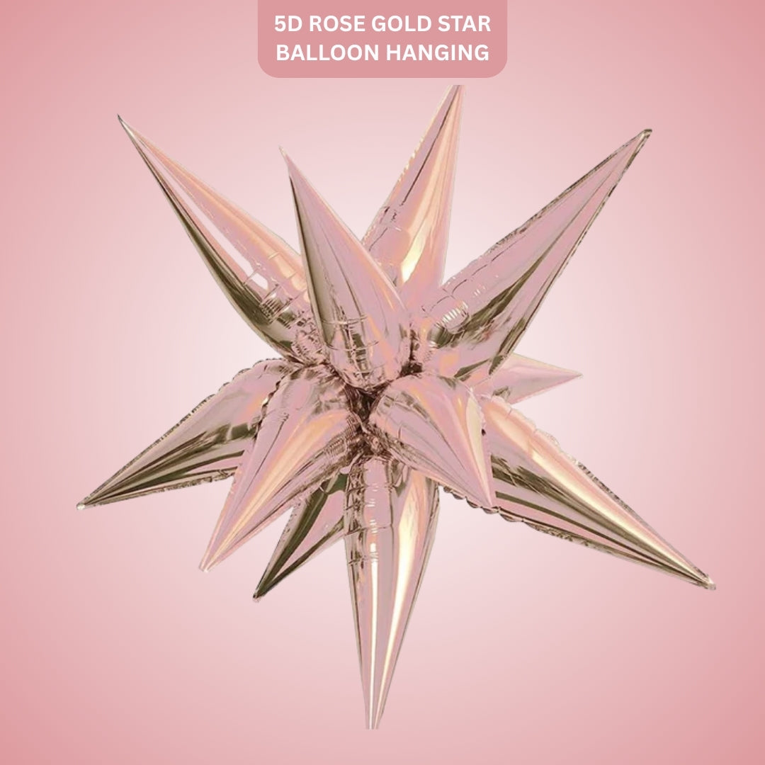 Explodng Rose Gold Star Balloon Hanging - 5D 26"