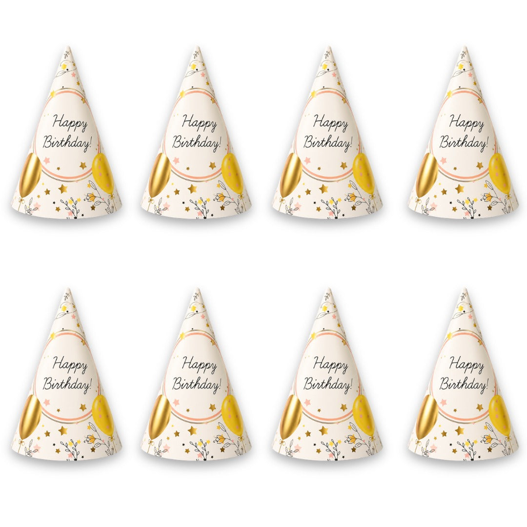 Happy Birthday Celebration Pastel Color Balloon Hats  for Party Guests - 8PC