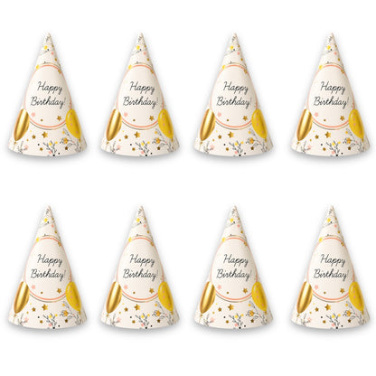 Happy Birthday Celebration Pastel Color Balloon Hats  for Party Guests - 8PC