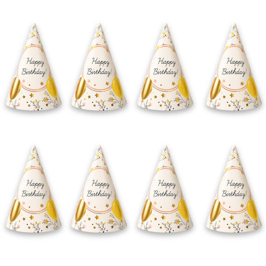 Happy Birthday Celebration Pastel Color Balloon Hats  for Party Guests - 8PC