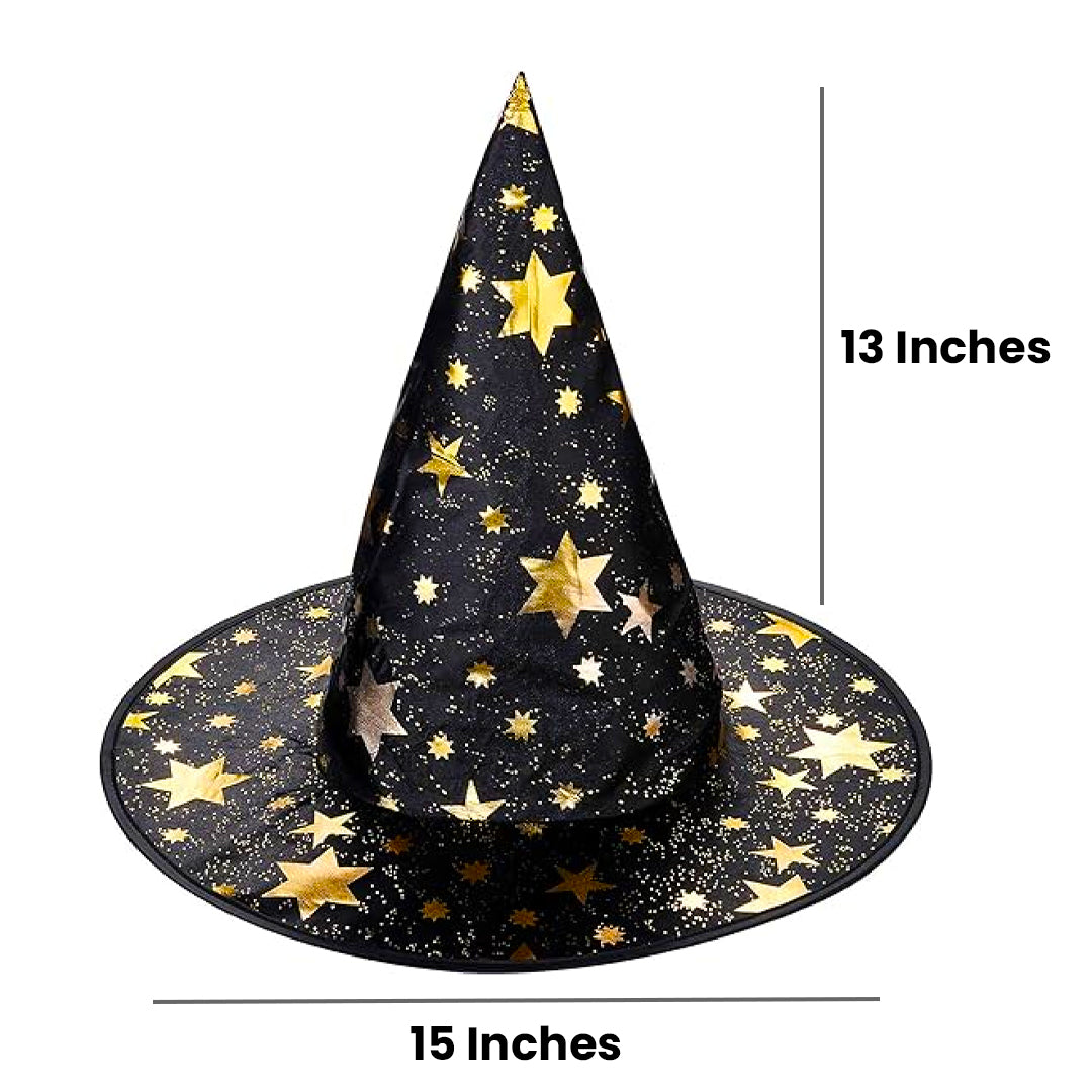 Witch Hat with Golden Star Print for Halloween - 1PC