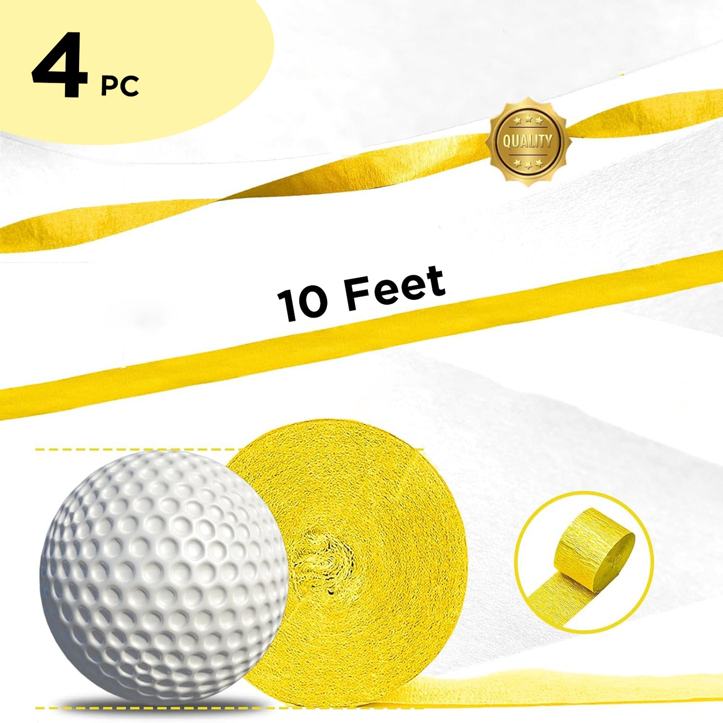 Yellow Crepe Streamers - 4PC