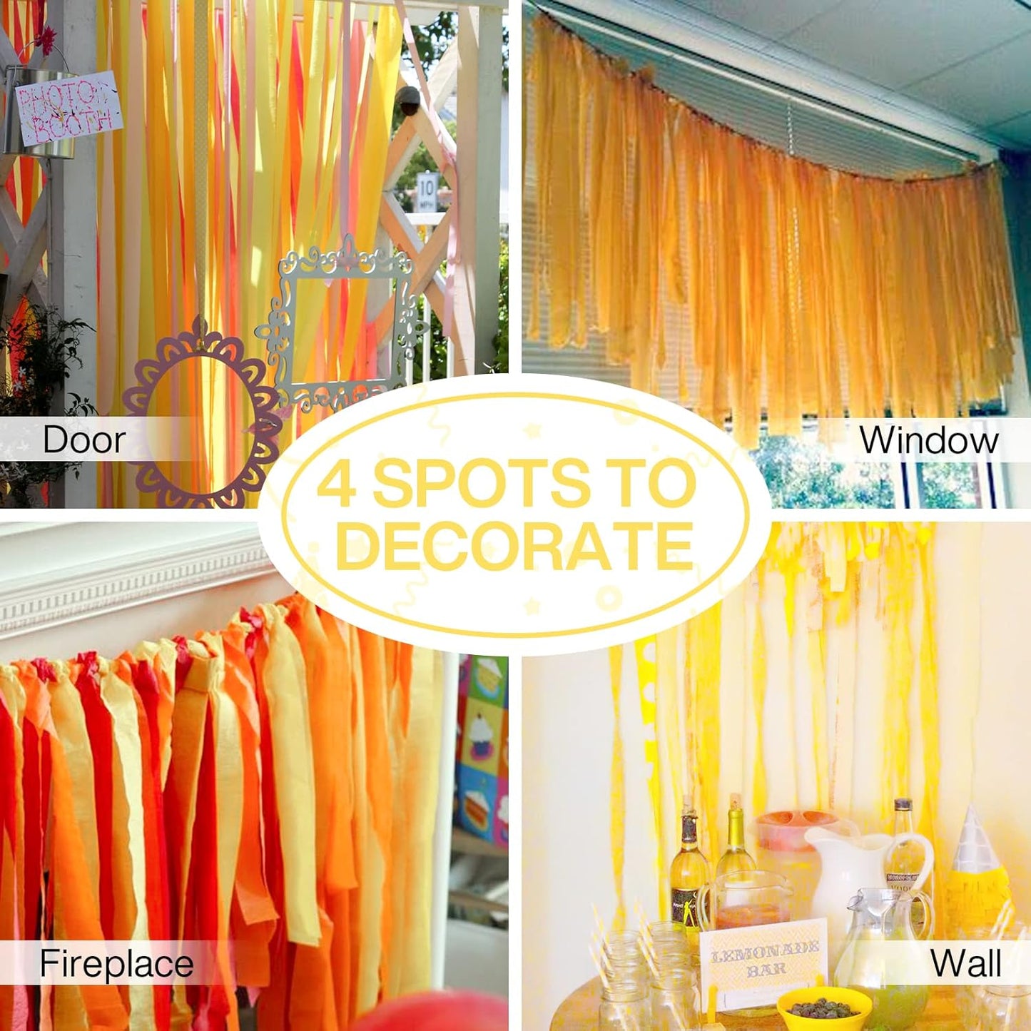 Yellow Crepe Streamers - 4PC