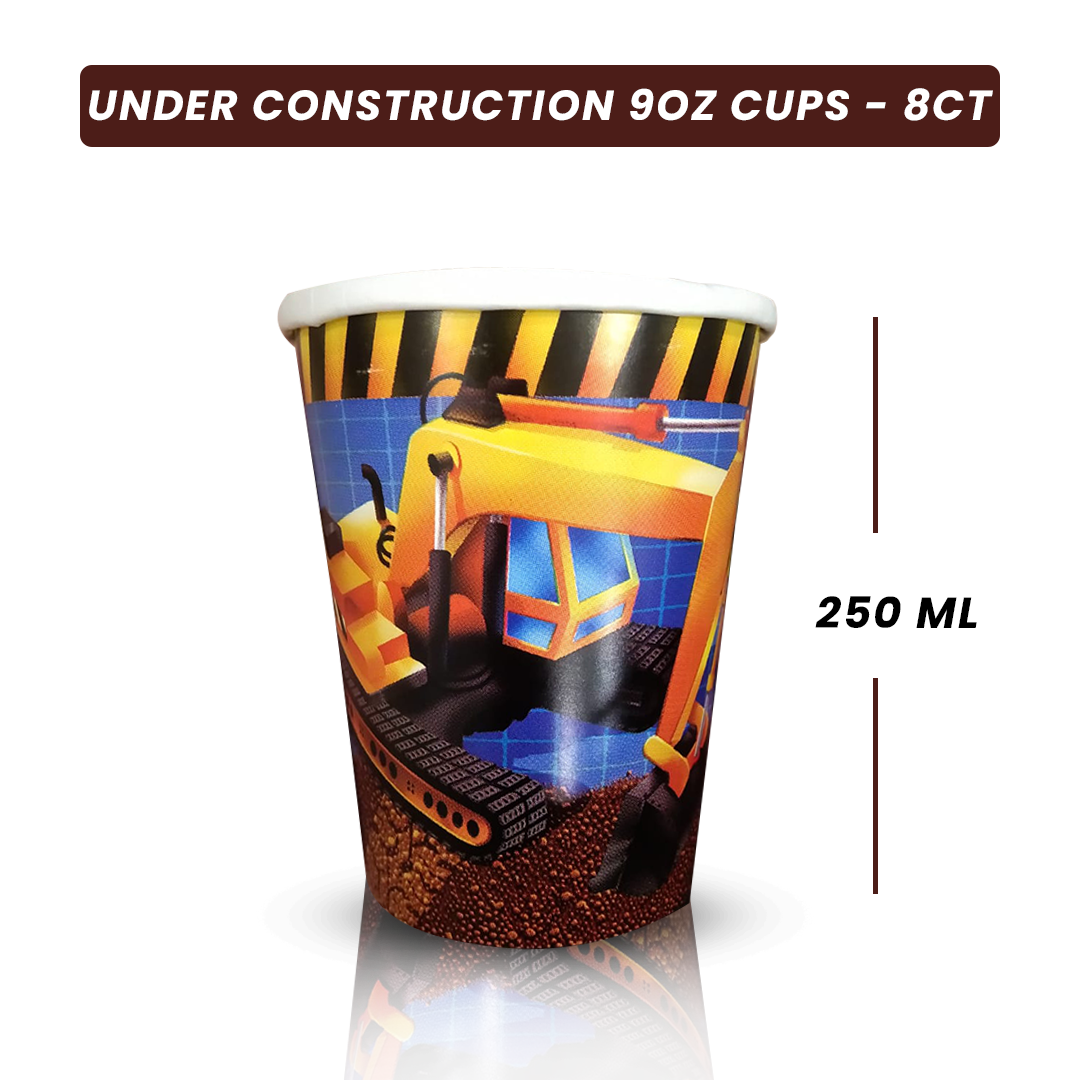 Underconstruction Theme Party Paper Cups - 350ML -  8PC