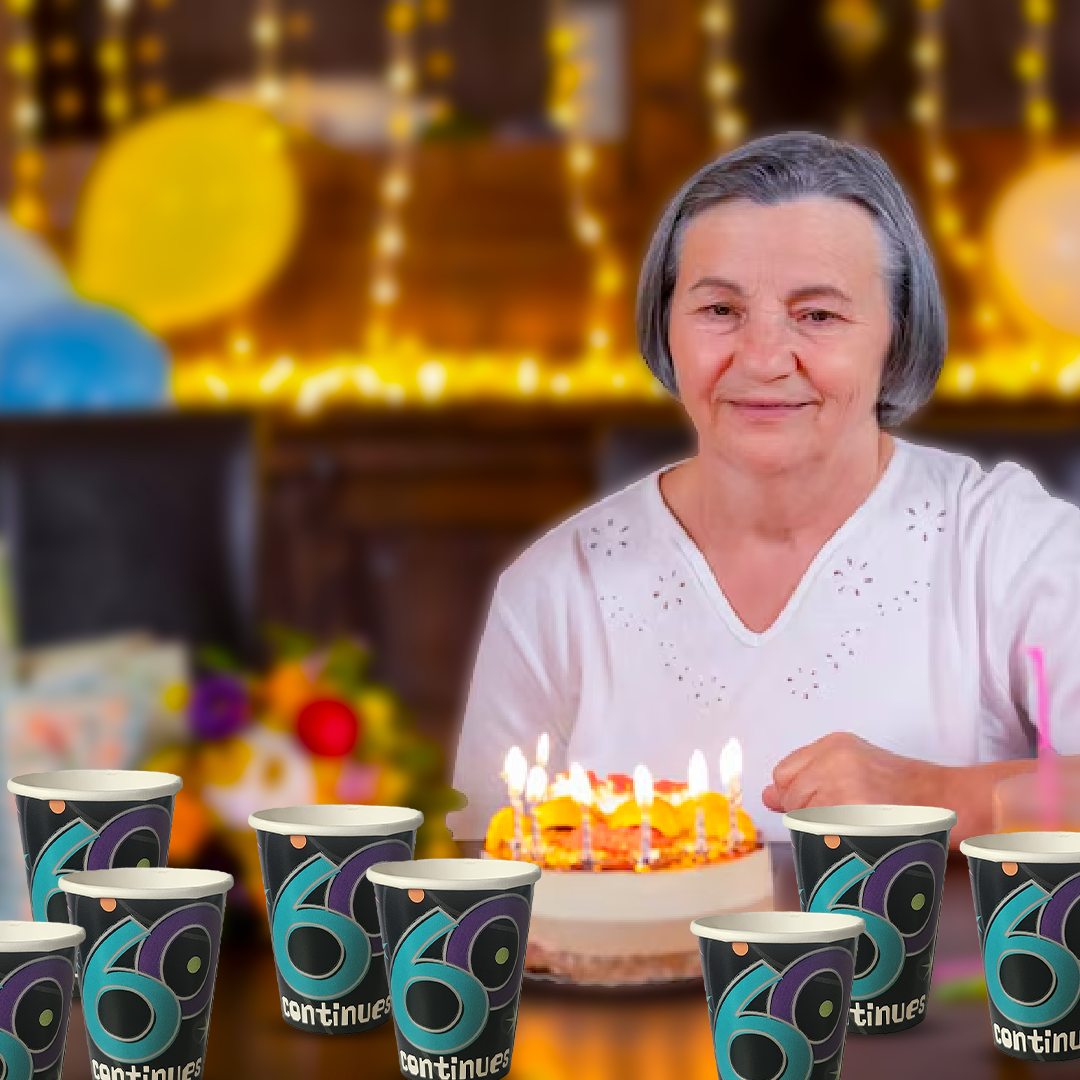 60TH BIRTHDAY 9OZ PAPER CUPS - 8CT