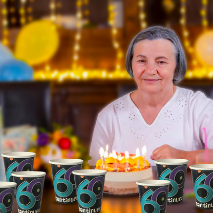60TH BIRTHDAY 9OZ PAPER CUPS - 8CT