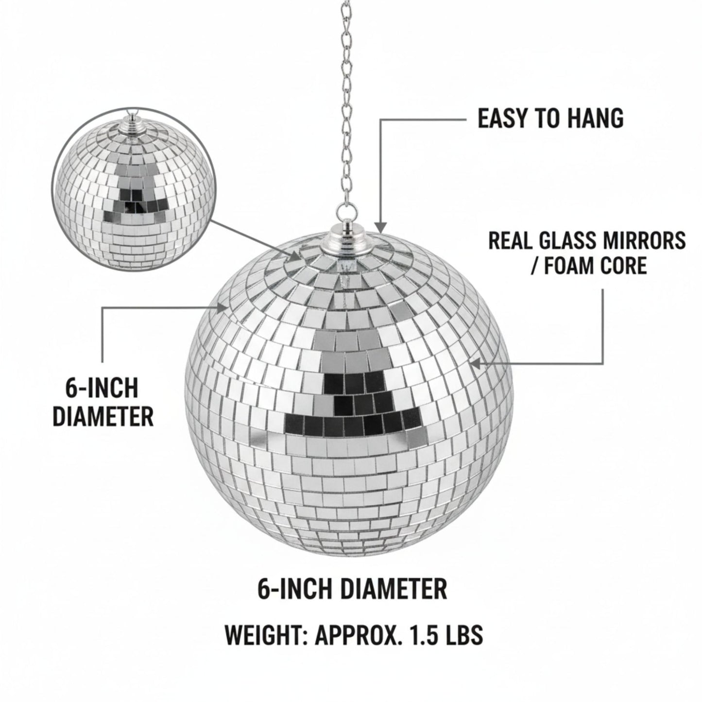 Mirror Disco Ball Decoration - 1PC