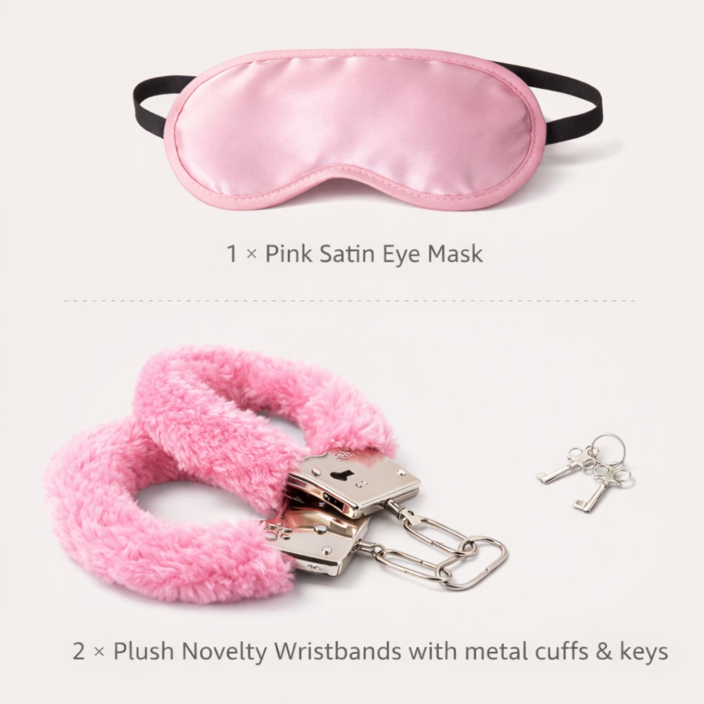 Pink Blindfold Eye Mask & Fur Handcuffs Set