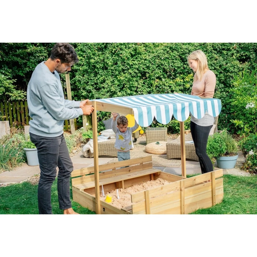 Plum Wooden Sandpit With Canopy - Natural by Plum — kids activity toy for outdoor play and birthday gifts - image 4
