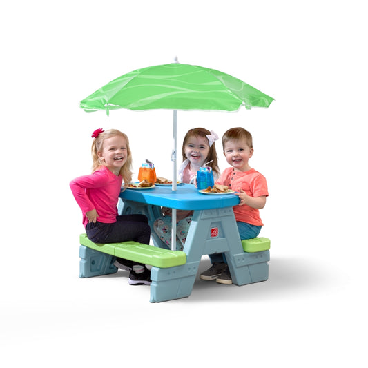 Sun & Shade Picnic Table W/ Umbrella by Step2 — kids activity toy for outdoor play and birthday gifts - image 1