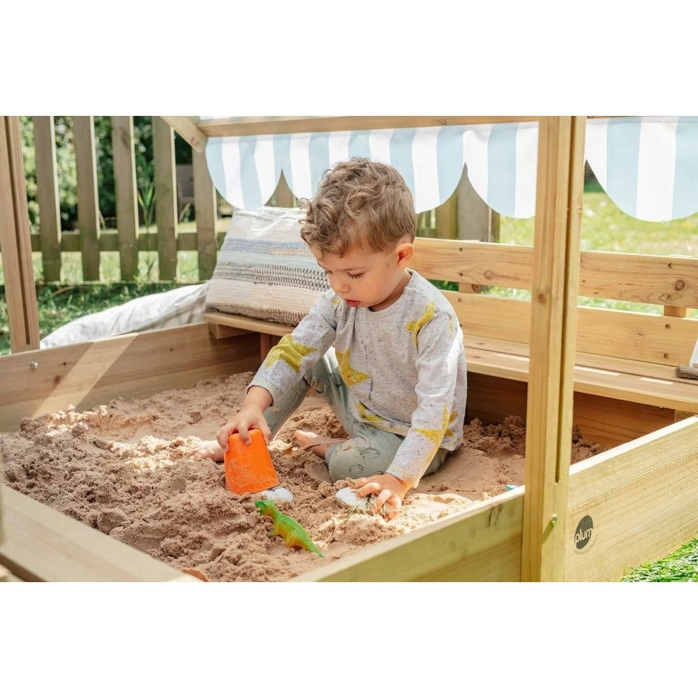 Plum Wooden Sandpit With Canopy - Natural by Plum — kids activity toy for outdoor play and birthday gifts - image 6