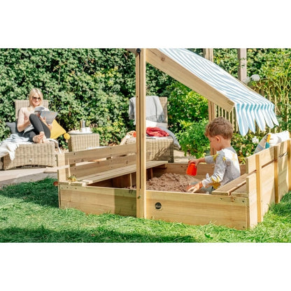 Plum Wooden Sandpit With Canopy - Natural by Plum — kids activity toy for outdoor play and birthday gifts - image 8