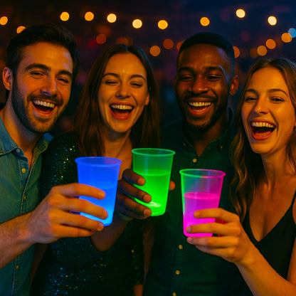 Glow In The Dark Neon Drinking Glasses - 8PC