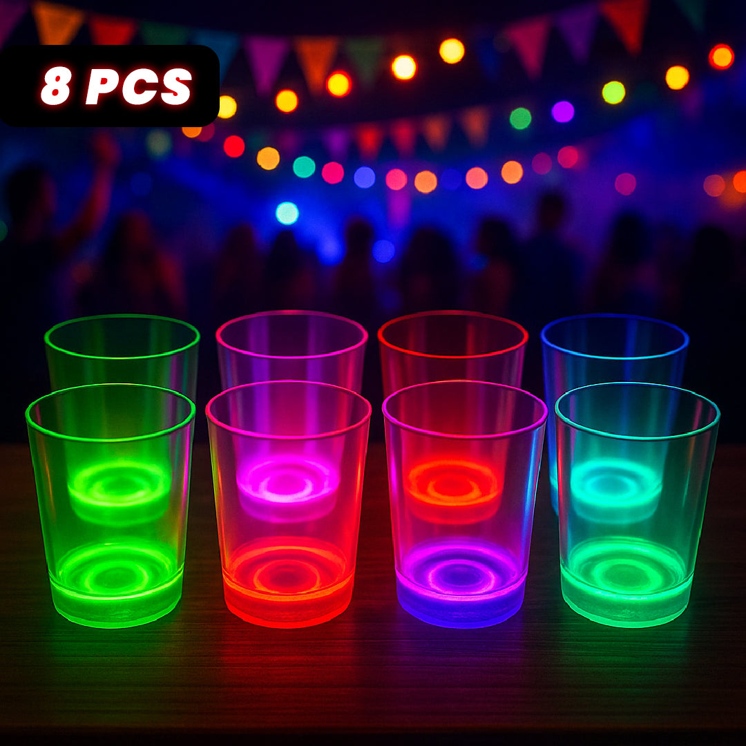 Glow In The Dark Neon Drinking Glasses - 8PC