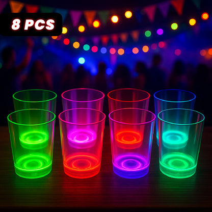 Glow In The Dark Neon Drinking Glasses - 8PC