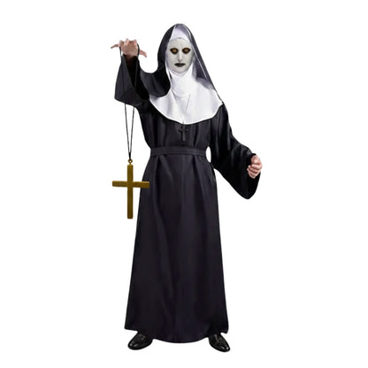 Conjuring Nun Costume Adult Large w/ Waist Belt and Latex Mask