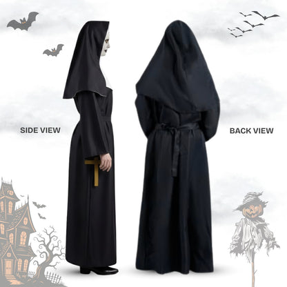 Conjuring Nun Costume Adult Large w/ Waist Belt and Latex Mask