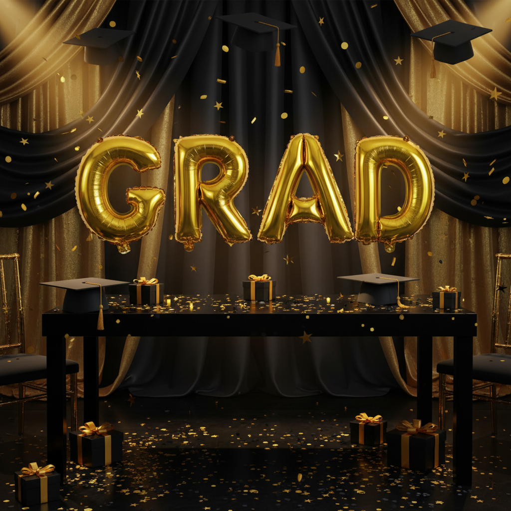 Gold Letter G Balloon - GRAD Graduation Party