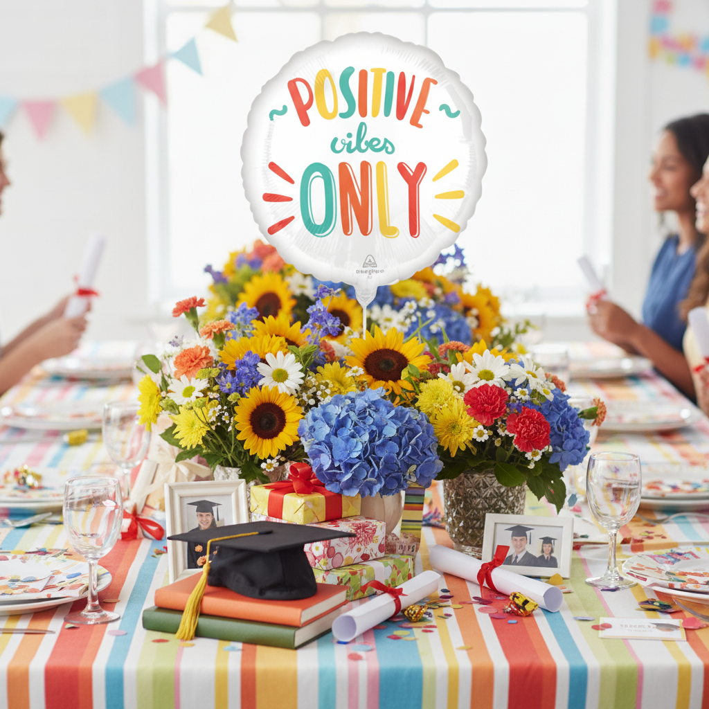 Positive Vibes Only Balloon - Graduation Party Centrepiece