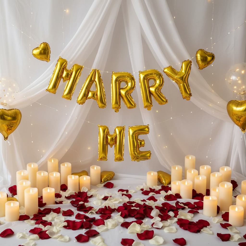 Gold Letter M Balloon - MARRY ME Proposal