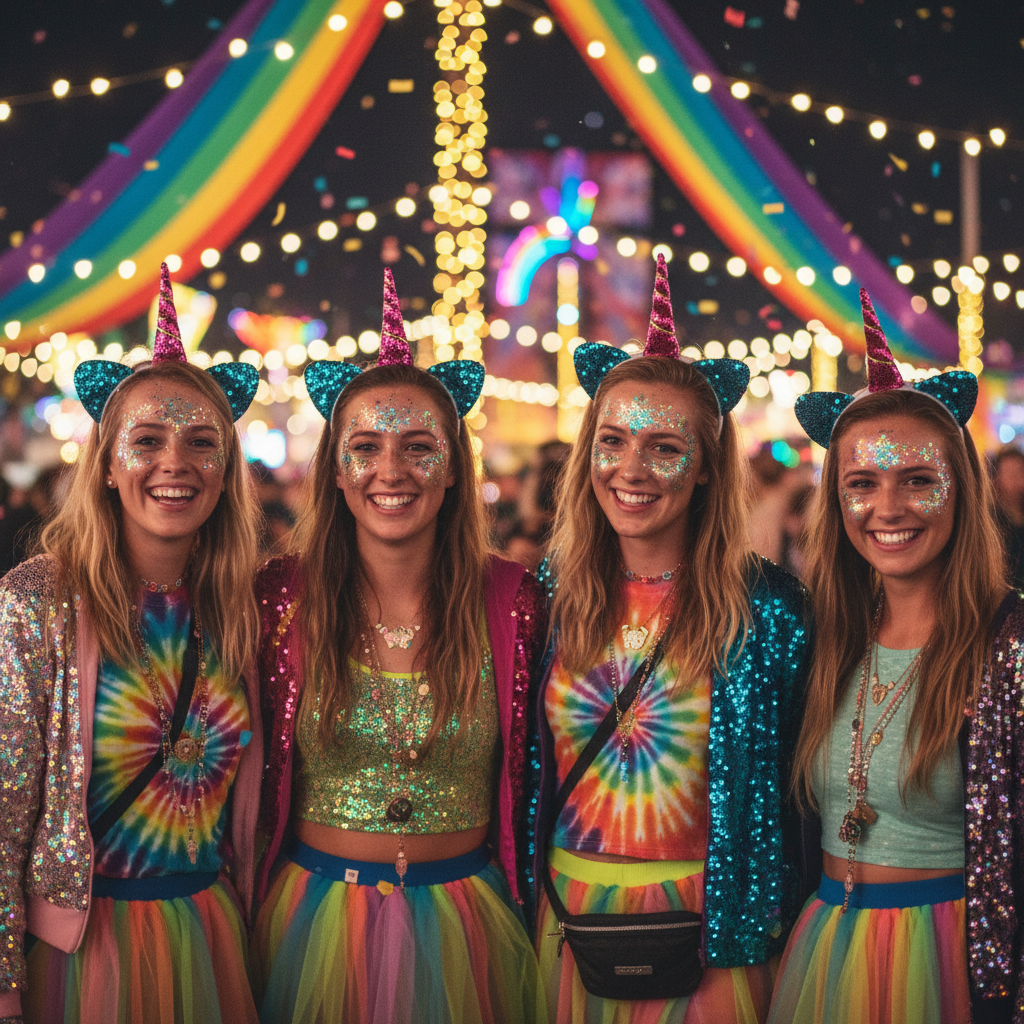 Sequin Unicorn Headband worn at Festival