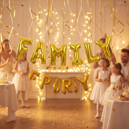 Gold Letter F Balloon - FAMILY Celebration