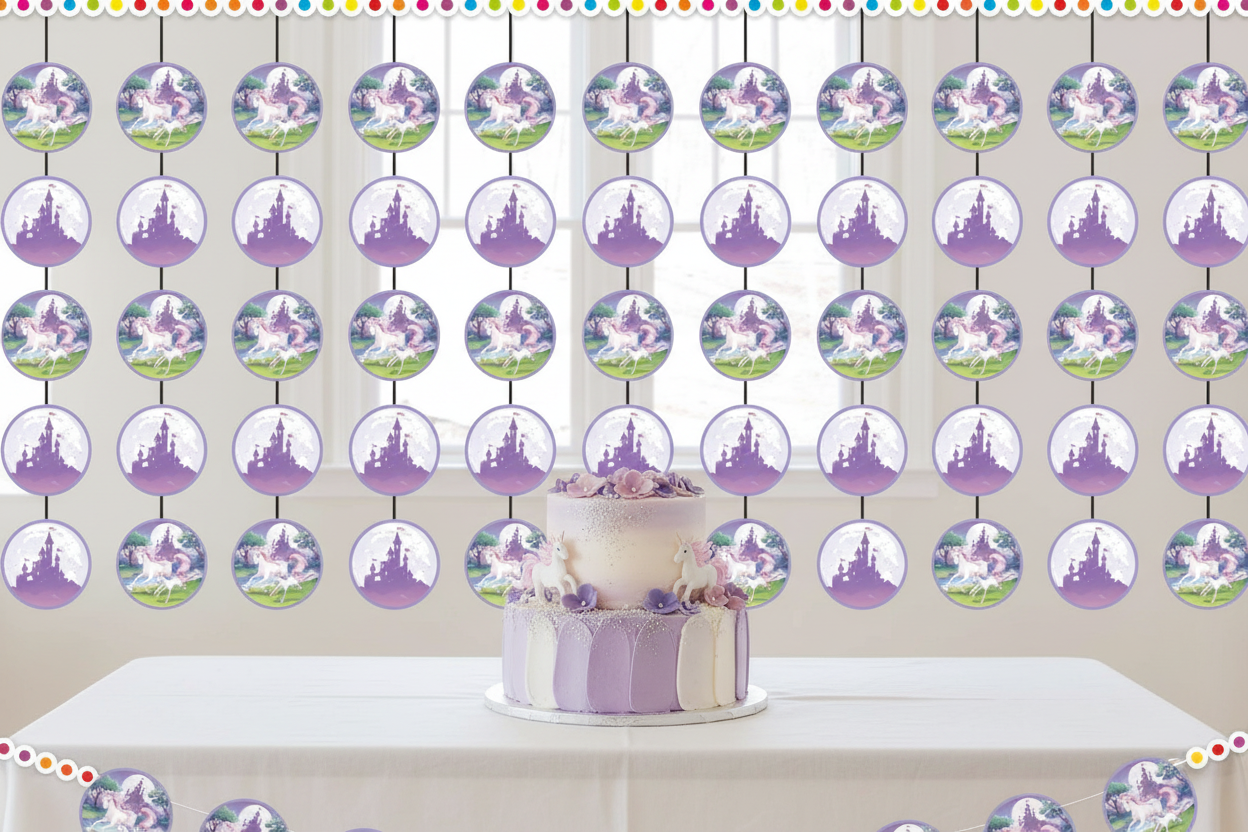 Unicorn String Decoration 7FT as cake table backdrop