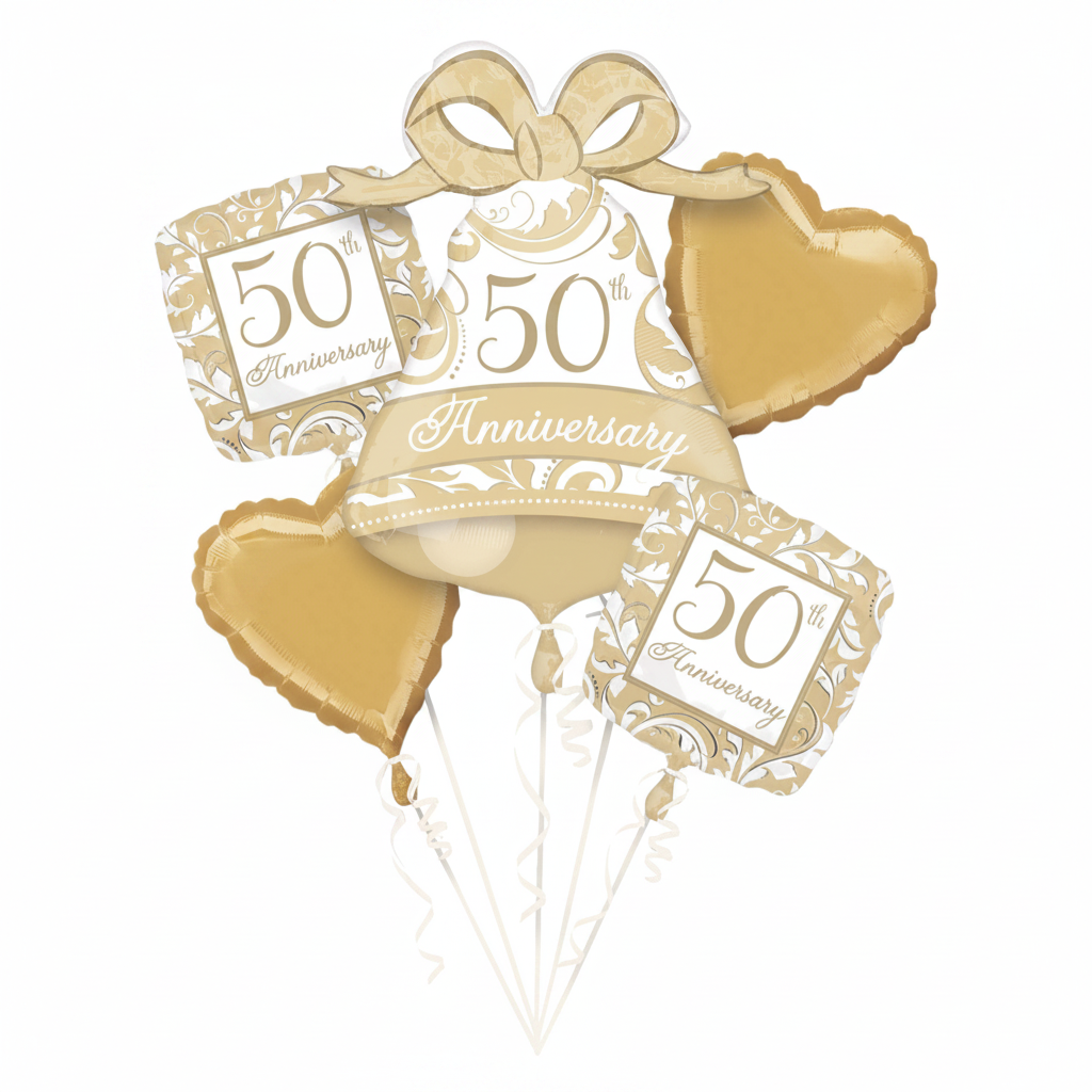 50th Anniversary Balloon Bouquet - Side Angle
