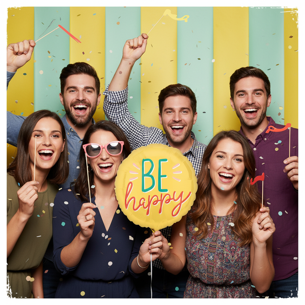 Be Happy Balloon - Friends Photo Booth