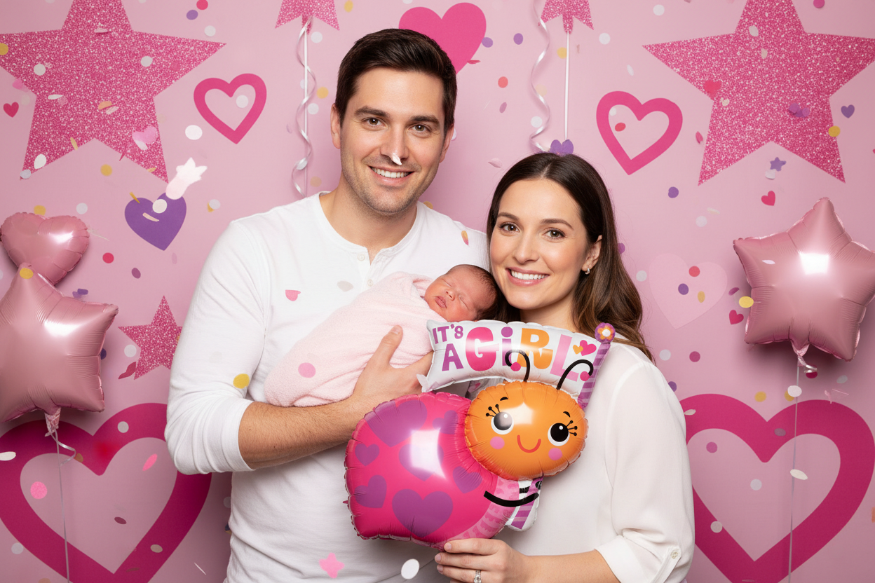 It's a Girl Snail Balloon - Photo Booth with Family