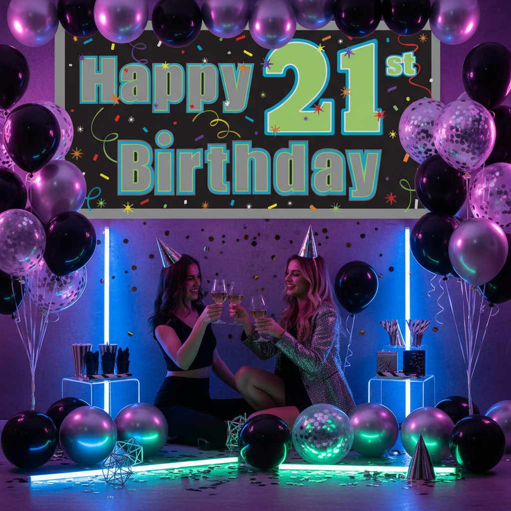 Happy 21st Birthday Banner - Photo Backdrop